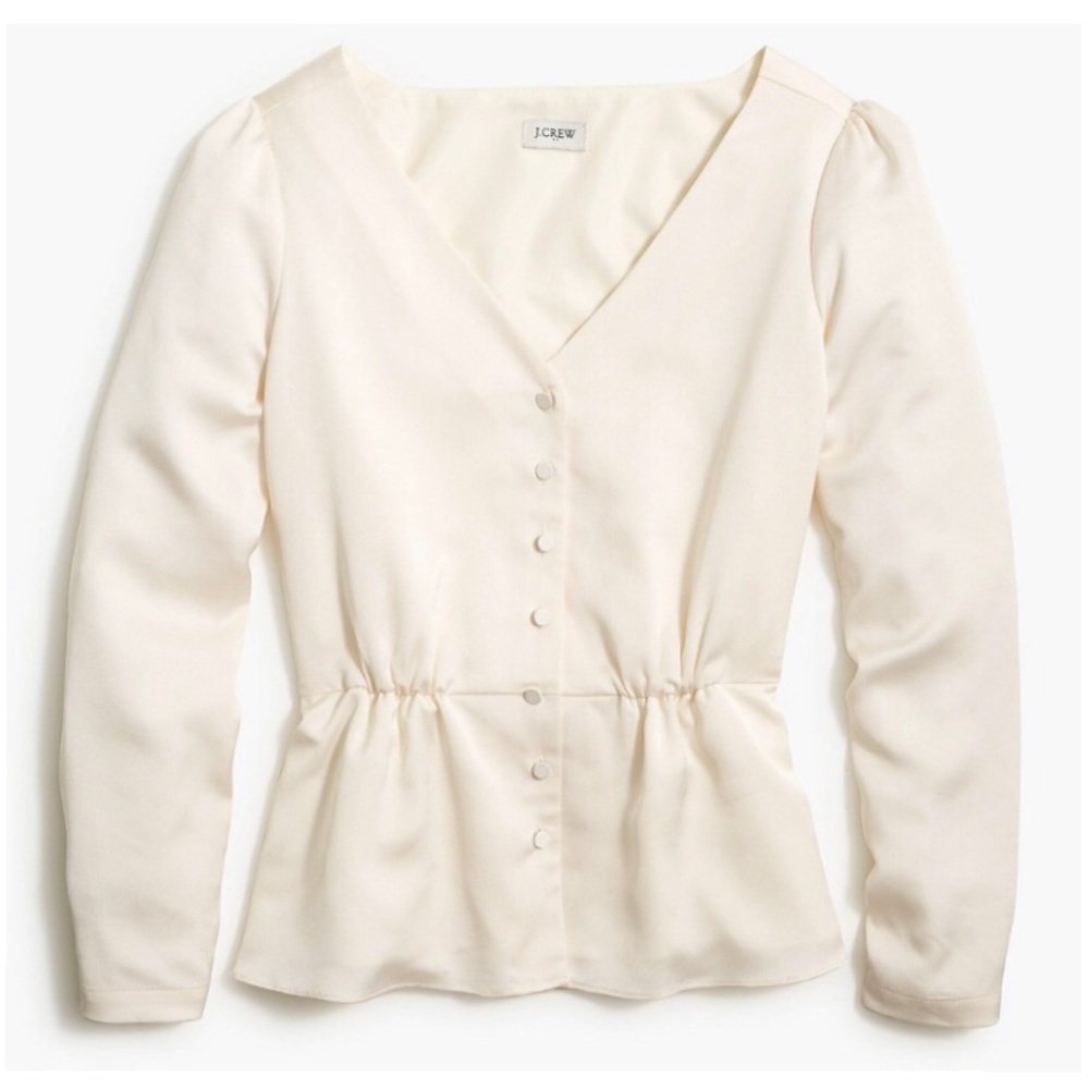 Jcrew long sleeve Satin Peplum Top